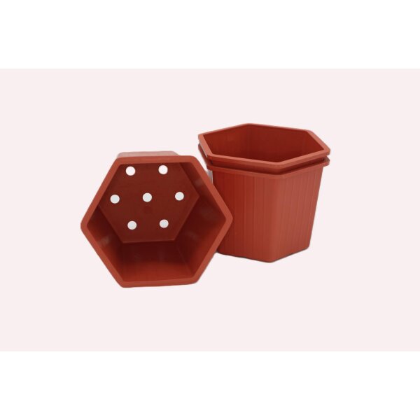 Pflanztopf Hexagon, 3er Set, terracotta